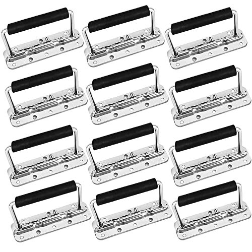 HOIGON 12 Pack Spring Loaded Handle, Surface Mounted Chest Pulls Handle with Rubber Grip, Spring Loaded Drop Handle for Flight Case, Tool Box, Cabinet, Boat - Image 1