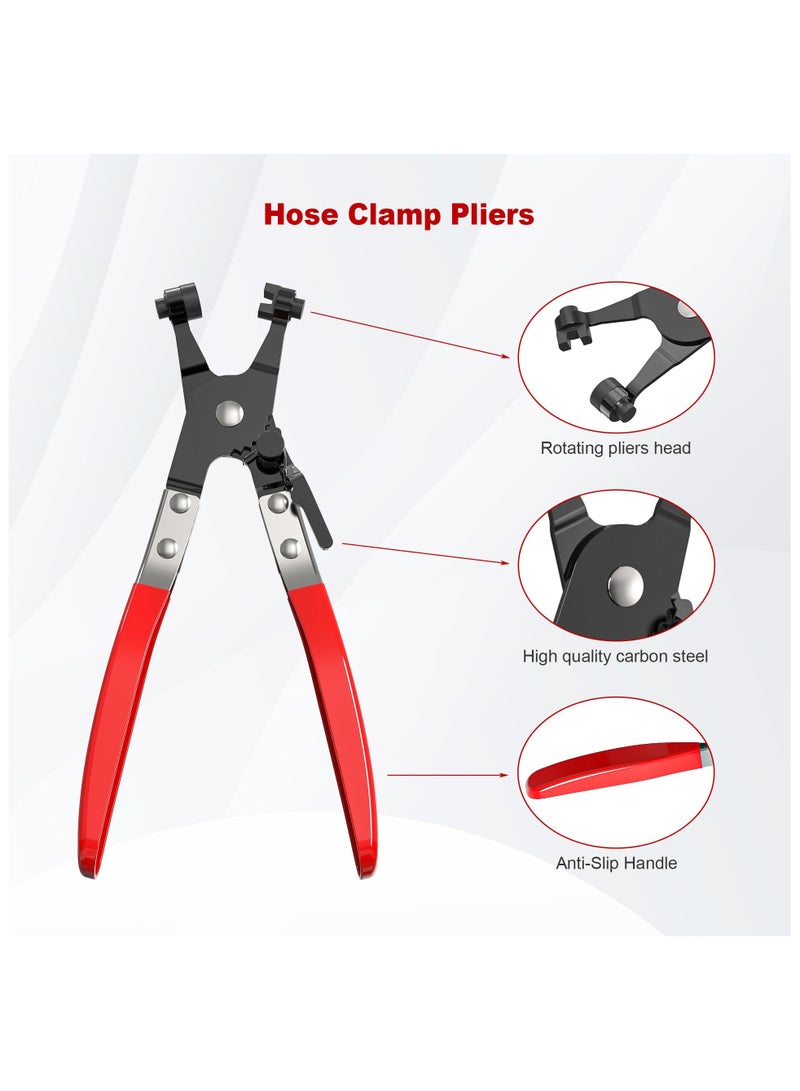 SYOSI Hose Clamp Pliers | Heavy-duty Automotive Repairing Tool | Professional Repair Tool Swivel with Flat Band for Removal and Installation of Ring-Type or Flat-Band Hose Clamps  - Image 3