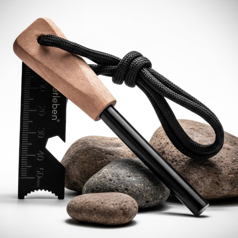 Ã¼berleben Ãœberleben | ZÃ¼nden Original Ferro Rod Fire Starter Survival Tool â€“ Up to 15,000 Strikes, 3/8" Fire Steel with Wood Handle, Multi-Tool Striker & Lanyard â€“ Waterproof Camping Essentials - Image 1