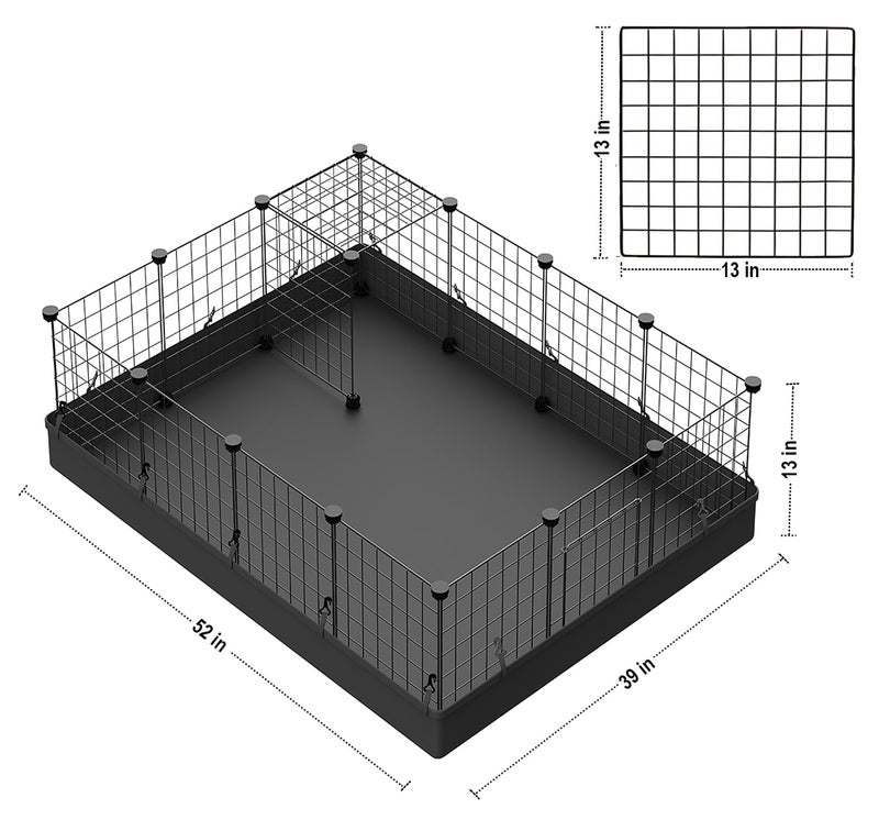 LANGXUN 16pcs Small Animal Playpen with Waterproof Mat, Pet Playpen, Rabbit Guinea Pig Cages, Puppy Kitten Playpen | Indoor & Outdoor Portable Metal Wire Yard Fence 13"x13" - Image 2