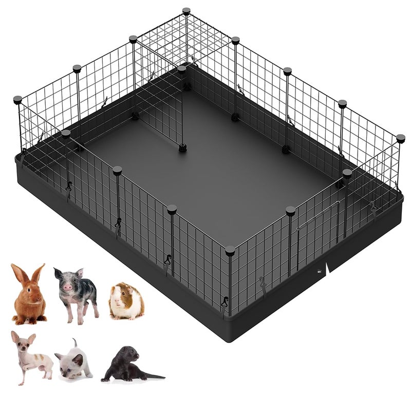 LANGXUN 16pcs Small Animal Playpen with Waterproof Mat, Pet Playpen, Rabbit Guinea Pig Cages, Puppy Kitten Playpen | Indoor & Outdoor Portable Metal Wire Yard Fence 13"x13" - Image 1