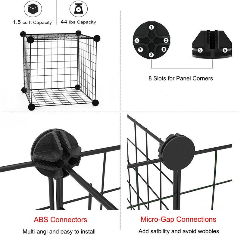 LANGXUN 16pcs Small Animal Playpen with Waterproof Mat, Pet Playpen, Rabbit Guinea Pig Cages, Puppy Kitten Playpen | Indoor & Outdoor Portable Metal Wire Yard Fence 13"x13" - Image 4