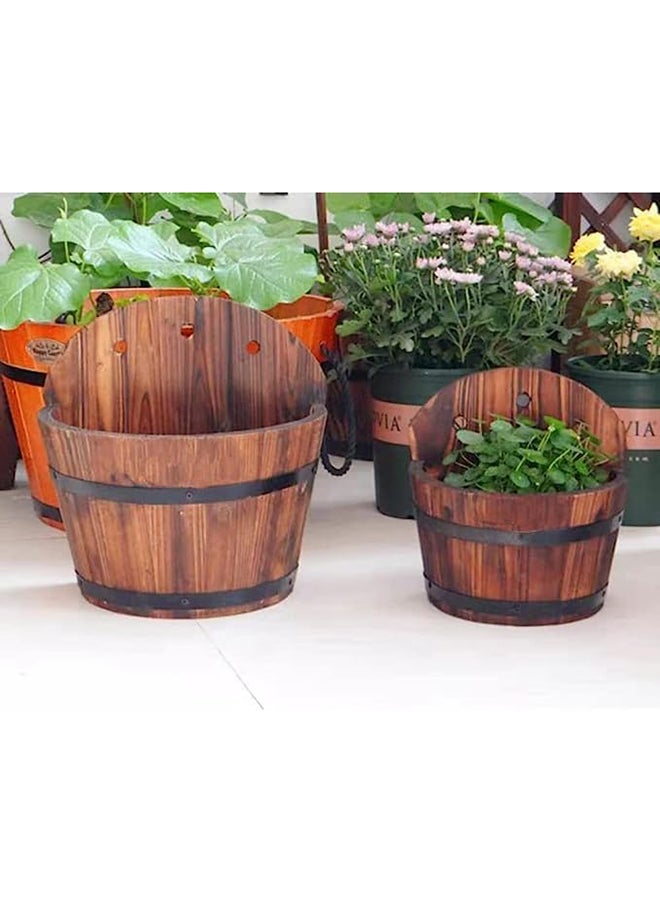 HOME TASTE Hometaste 2-Piece Wooden Wall Mounted Planter Set For Stylish Flower Displays - Handcrafted Vintage Wood Planters, Perfect For Succulents, Flowers, And Wall Decor (2 Pieces Set) 