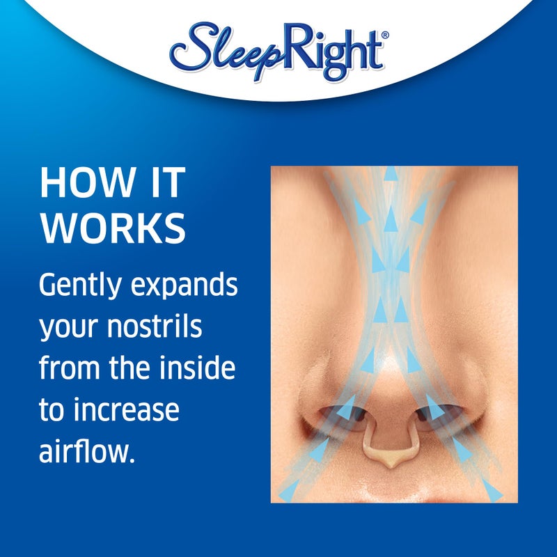 SleepRight جهاز تنفس الأنف SleepRight - موسع أنفي مريح لتحسين التنفس، مانع للشخير وتخفيف تدفق الهواء، سهل الاستخدام للنوم أو الاستخدام اليومي، 2 قطعة، 40 يوم - Image 5