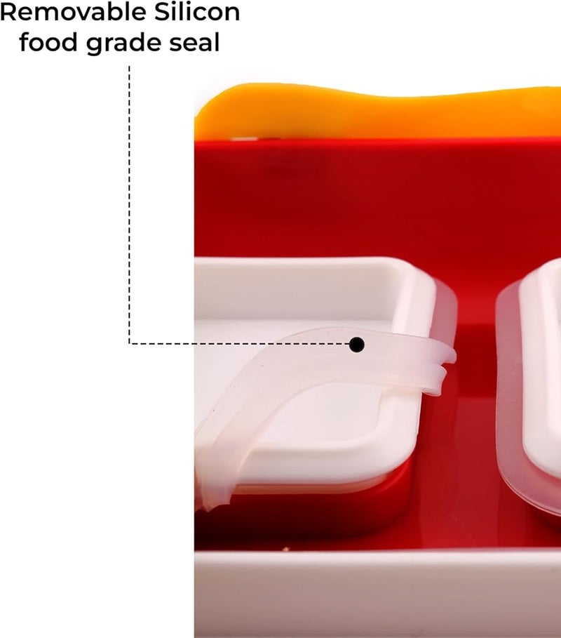 BrainGiggles DIY Bento Lunch Box for Kids with Building Blocks, 3 Compartments Insulated BPA Free Customizable Bento Box Gift for Boys and Girls (RED) - Image 5
