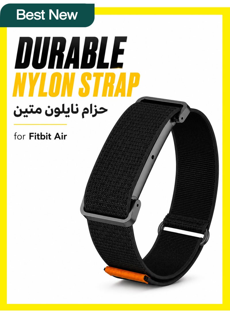 BASEMENT-1 Breathable Nylon Replacement Band Compatible With Google Fitbit Air, With Metal Protective Case, Quick Release Design, Black - Image 1