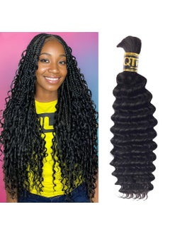 QTHAIR QTHAIR Deep Wave Bulk Human Hair For Braiding 16A No Weft 20 50g 1BNatural Black 100 Unprocessed Brazilian Deep Wave Human Hair Virgin Hair Extensions Two Bundles Micro Braiding 