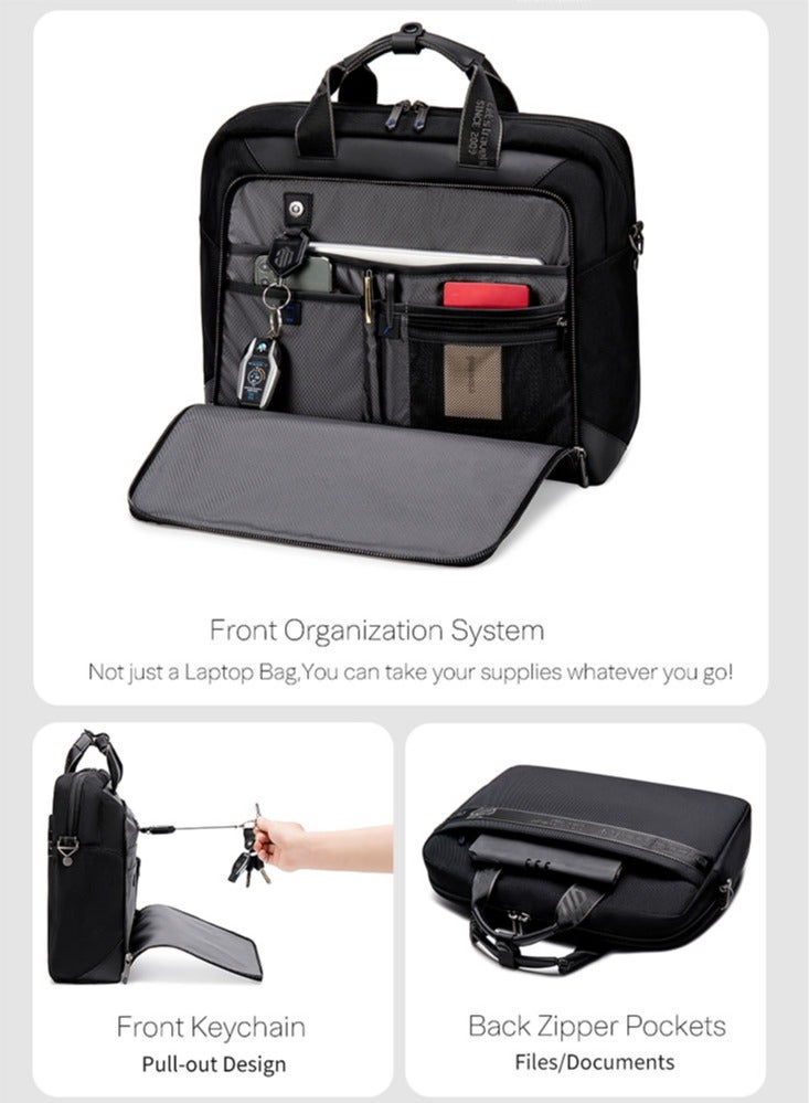 Business Laptop Briefcase, Durable School Office Bag Laptop Suitcase for Men, Black