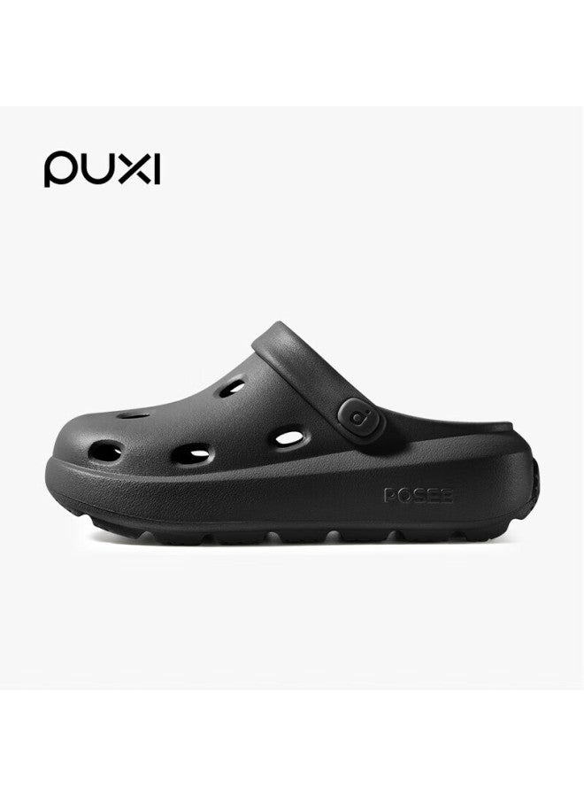 Park Xi Puxi Cheese-flavored Perforated Shoes For Women, Summer Thick-soled Sandals, Beach Closed-toe Slippers, Outdoor Wear, Reef Black, Size 42-43 - Image 1