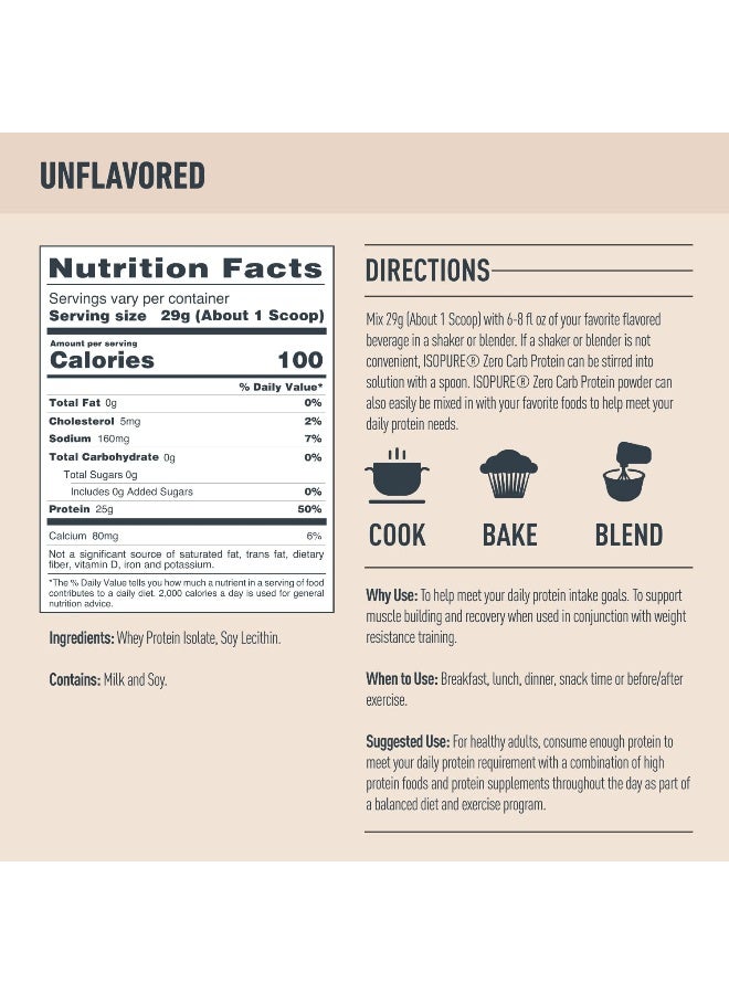 Isopure Unflavored Protein 25G Whey Isolate With Vitamin C & Zinc For Immune Support Zero Carb & Keto Friendly 47 Servings 3 Pounds (Packaging May Vary) - Image 2
