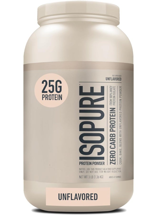 Isopure Unflavored Protein 25G Whey Isolate With Vitamin C & Zinc For Immune Support Zero Carb & Keto Friendly 47 Servings 3 Pounds (Packaging May Vary) - Image 3