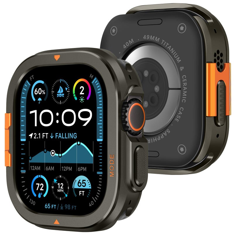 Amizee Metal Case Compatible with Apple Watch Ultra 3/2/1 49mm Case with Back Cover, Rugged Protective Bumper Cover for iWatch 49mm, Graphite - Image 1