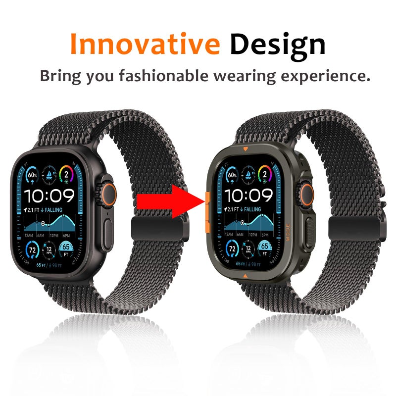 Amizee Metal Case Compatible with Apple Watch Ultra 3/2/1 49mm Case with Back Cover, Rugged Protective Bumper Cover for iWatch 49mm, Graphite - Image 2