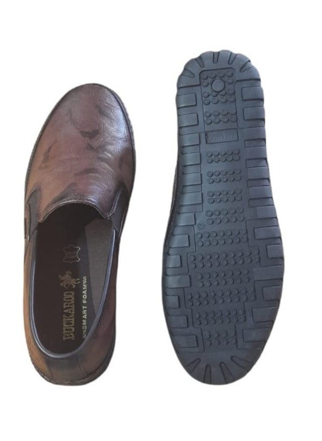 BUCKAROO - Buckaroo Nardo Natural FullGrain Leather Tan Casual Slip-On Shoes for Mens: Size UK 11 - Image 1