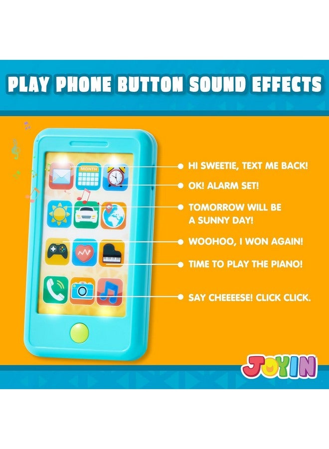 JOYIN Pretend Toddler Play Phone, Learning Toy Phone Set,Keyfob Key Toy and Credit Cards Set, Kids Cellphone, Girls Boys Birthday Gifts for 1 2 3 Year Old,Baby Blue, Kids Presents, Easter Basket Stuffers - Image 3