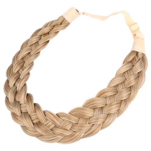 DIGUAN 5 Strands Synthetic Hair Braided Headband Classic Chunky Wide Plaited Braids Elastic Stretch Hairpiece Women Girl Beauty accessory 56g Golden Blonde - Image 2