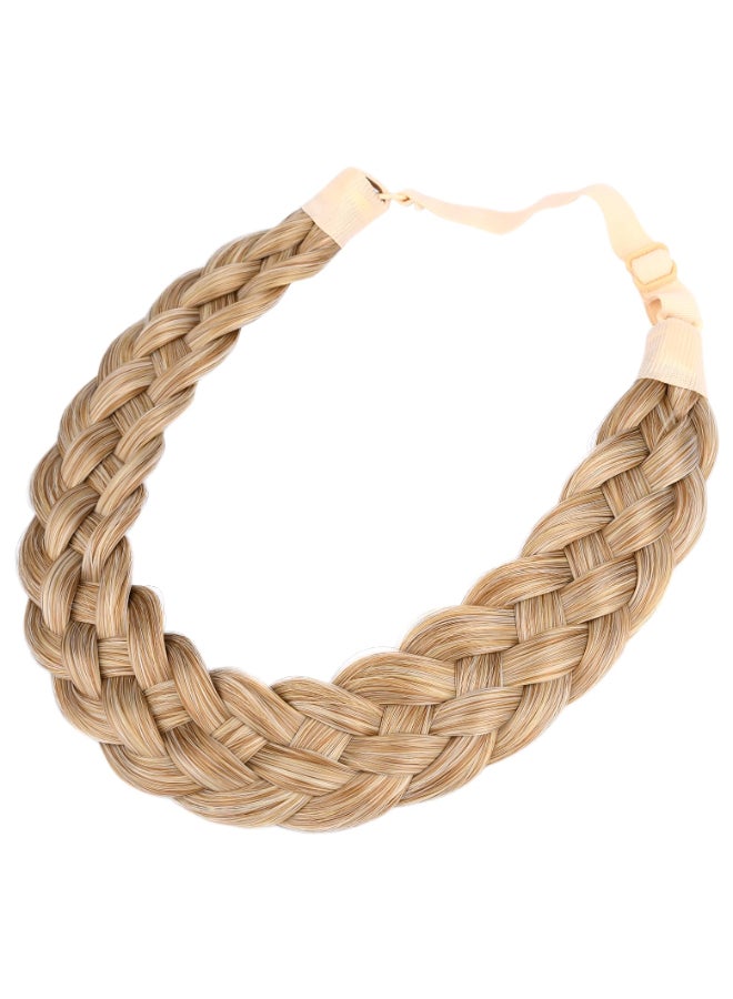 DIGUAN 5 Strands Synthetic Hair Braided Headband Classic Chunky Wide Plaited Braids Elastic Stretch Hairpiece Women Girl Beauty accessory 56g Golden Blonde - Image 3
