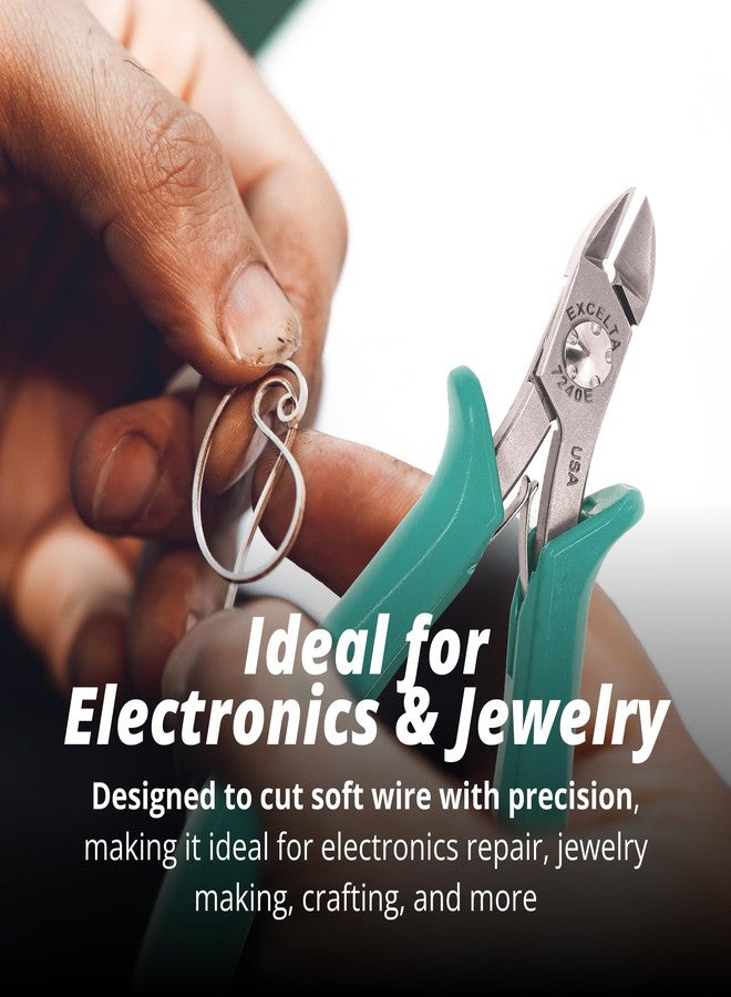 Excelta Semi-Flush Wire Cutters, Medium Oval Head, Precision Carbon Tool Steel with Short Ergonomic Handle, for Soft Wire in Electronics & Jewelry, Cutting Capacity 0.008” - 0.050”, Made in USA - Image 5