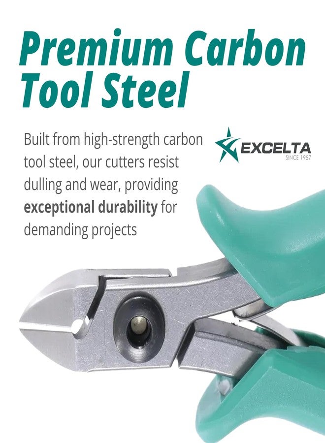 Excelta Semi-Flush Wire Cutters, Medium Oval Head, Precision Carbon Tool Steel with Short Ergonomic Handle, for Soft Wire in Electronics & Jewelry, Cutting Capacity 0.008” - 0.050”, Made in USA - Image 3