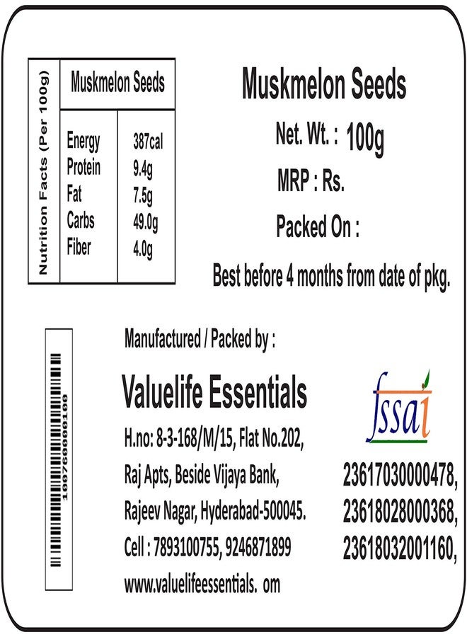 Value Life Essentials Valuelife Muskmelon Seeds 100g - Kharbooj magaz - kharbuja beej - Musk Melon Seeds 100g - Image 4