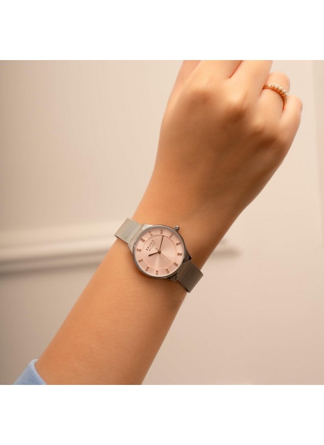 Bruno Milano BRUNO MILANO Stylish Watches Pink Dial Rose Gold Hands Shiny Silver Band For Women And Girls (Light Pink), Analog, Stainless Steel  - Image 4