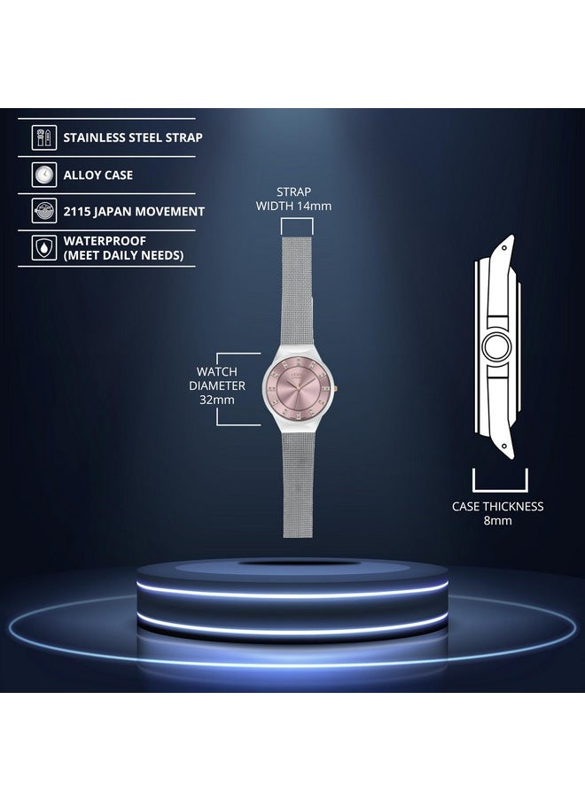 Bruno Milano BRUNO MILANO Stylish Watches Pink Dial Rose Gold Hands Shiny Silver Band For Women And Girls (Light Pink), Analog, Stainless Steel  - Image 5