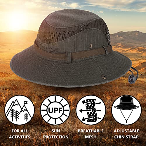 Obling Sun Hat, Fishing Hat UPF 50 Wide Brim Bucket Hat Safari Boonie Hat Army Green - Image 5