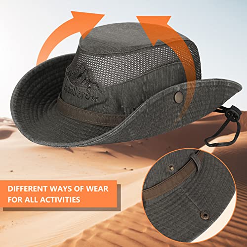 Obling Sun Hat, Fishing Hat UPF 50 Wide Brim Bucket Hat Safari Boonie Hat Army Green - Image 3