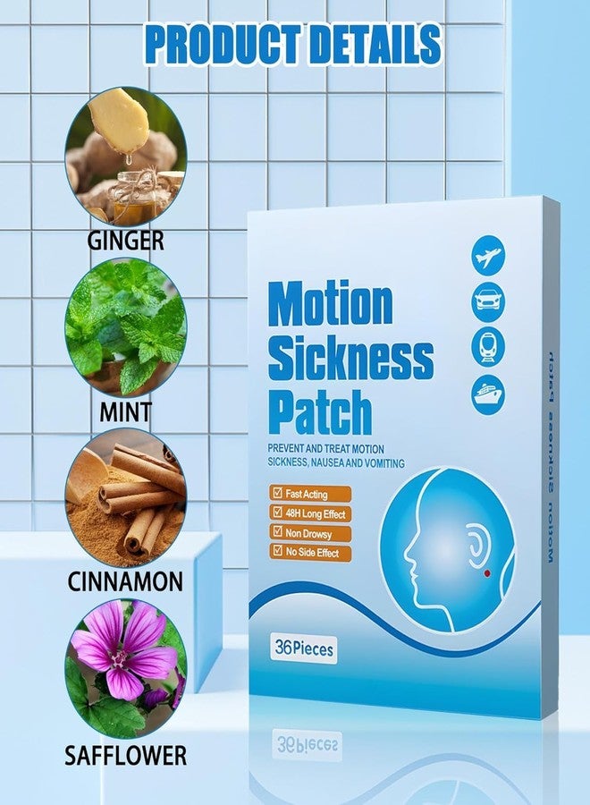 BYKOINE Motion Sickness Patch 36PCS | Natural Herbal Anti-Nausea & Dizziness Relief Stickers | Waterproof Car, Sea & Air Travel Sickness Patches for Adults & Kids - Image 3