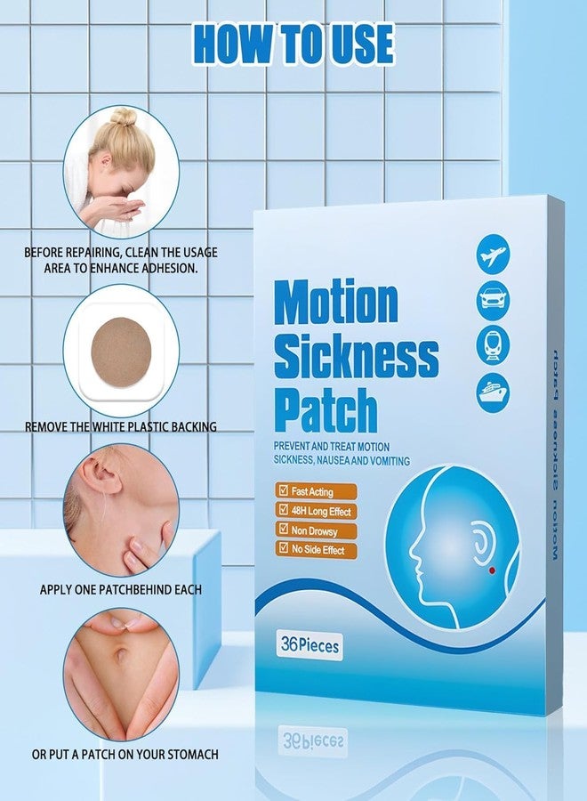 BYKOINE Motion Sickness Patch 36PCS | Natural Herbal Anti-Nausea & Dizziness Relief Stickers | Waterproof Car, Sea & Air Travel Sickness Patches for Adults & Kids - Image 4