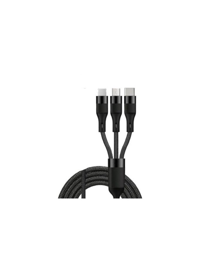 FEND 3-in-1 Multipurpose PD Fast Charging Cable Compatible with Lightning, Type-C and Micro USB Devices High-Speed Power Delivery for iPhone, Android Phones, Tablets and More Durable Nylon Braided Cord Tangle Free 1.2M Length All-in-One Travel Charger Solution  - Image 2