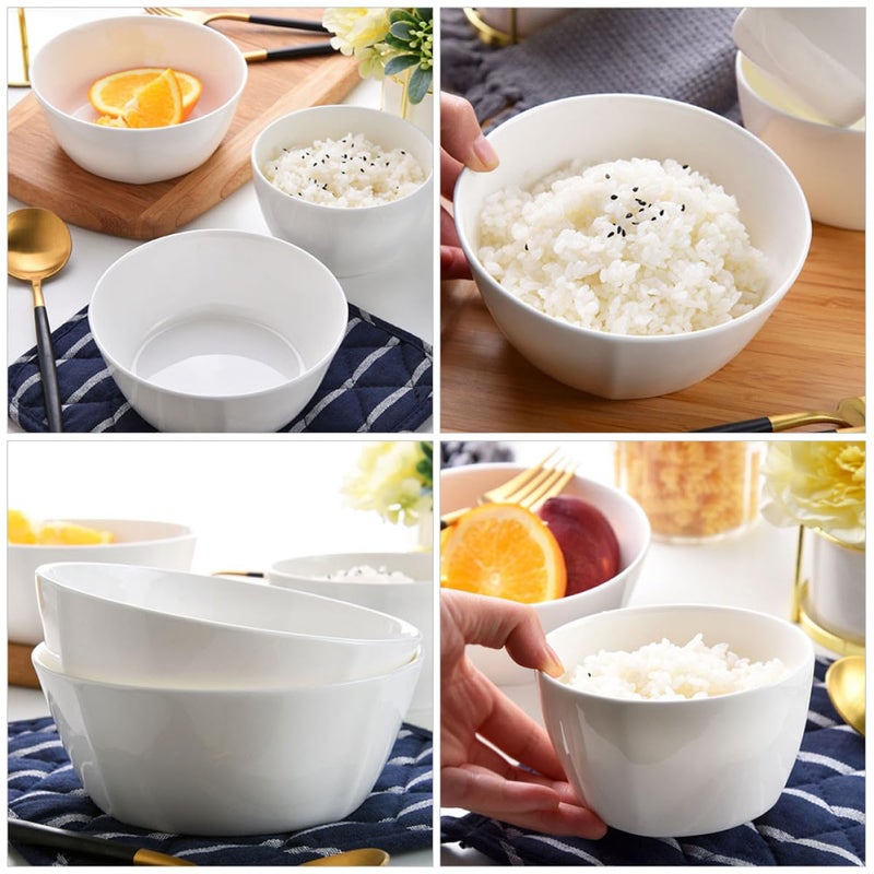 Square Porcelain Soup Bowl Set 2pcs 4.5 Inch Deep Ceramic Rice Noodle Bowls White Anti Scalding - Image 5