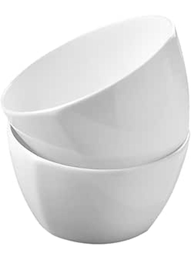Square Porcelain Soup Bowl Set 2pcs 4.5 Inch Deep Ceramic Rice Noodle Bowls White Anti Scalding - Image 1
