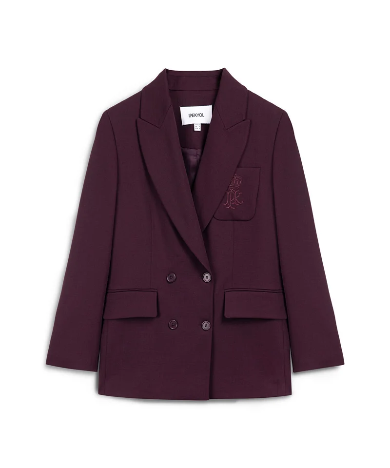 Ipekyol Monogram Crest Double-Breasted Blazer