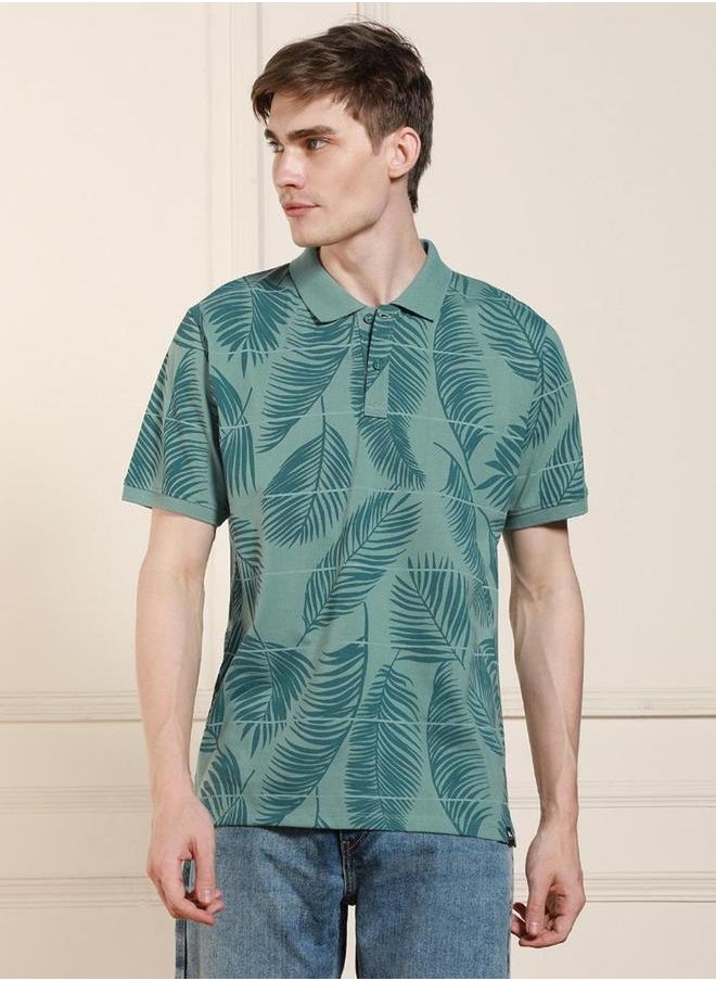 Dennis Lingo Striped Floral Printed Polo T-Shirt by Styli  - Image 1