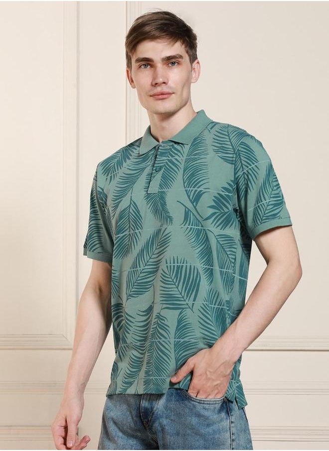 Dennis Lingo Striped Floral Printed Polo T-Shirt by Styli  - Image 2