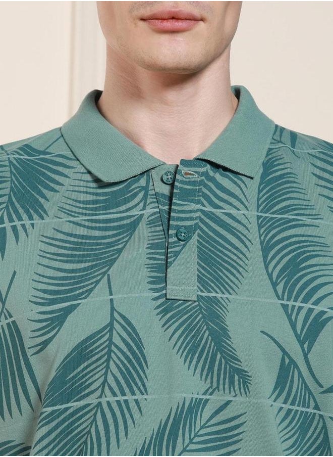 Dennis Lingo Striped Floral Printed Polo T-Shirt by Styli  - Image 5