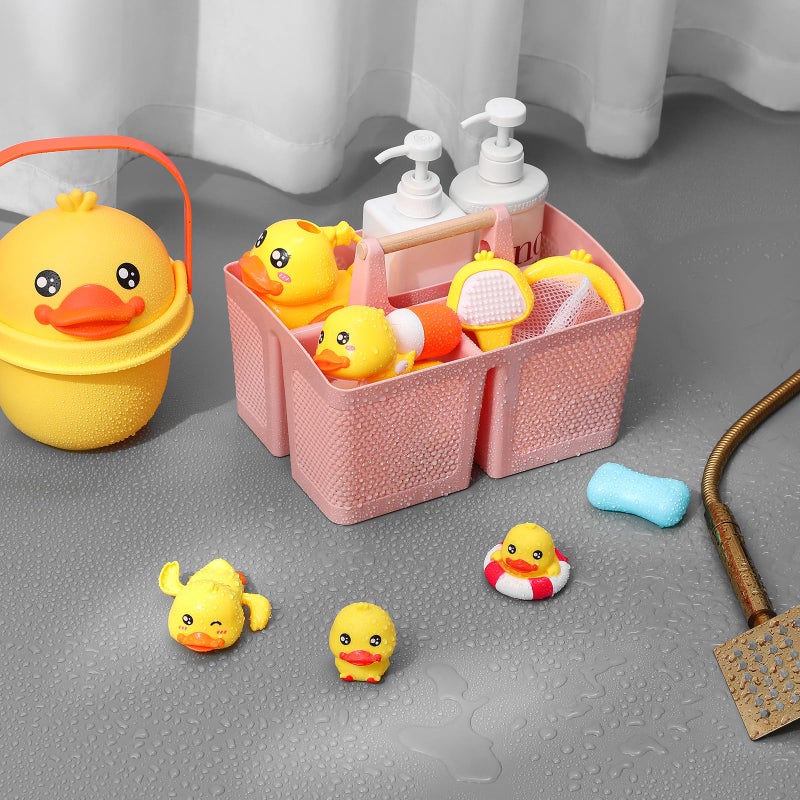 rejomiik Portable Shower Caddy Basket Plastic Cleaning Caddy Organizer Storage Tote with Handle for Bathroom  College  Dorm Room Essentials  Pink - Image 4