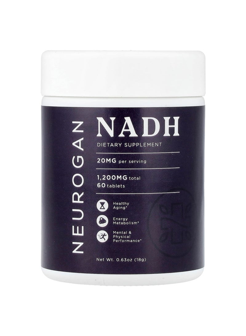 NADH, 20 mg, 60 Tablets, 0.63 oz (18 g)