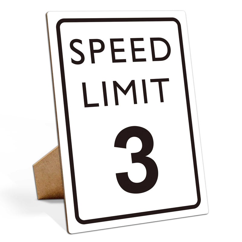 Muruseni Race Car Birthday Decor, Speed Limit Sign, Fast Three, Race Car Birthday Party Decorations, 8Ã—11 Wooden Play Sign with Stand, Let's Go Racing Party Supplies for Boy Race Fans - LP064 - Image 1