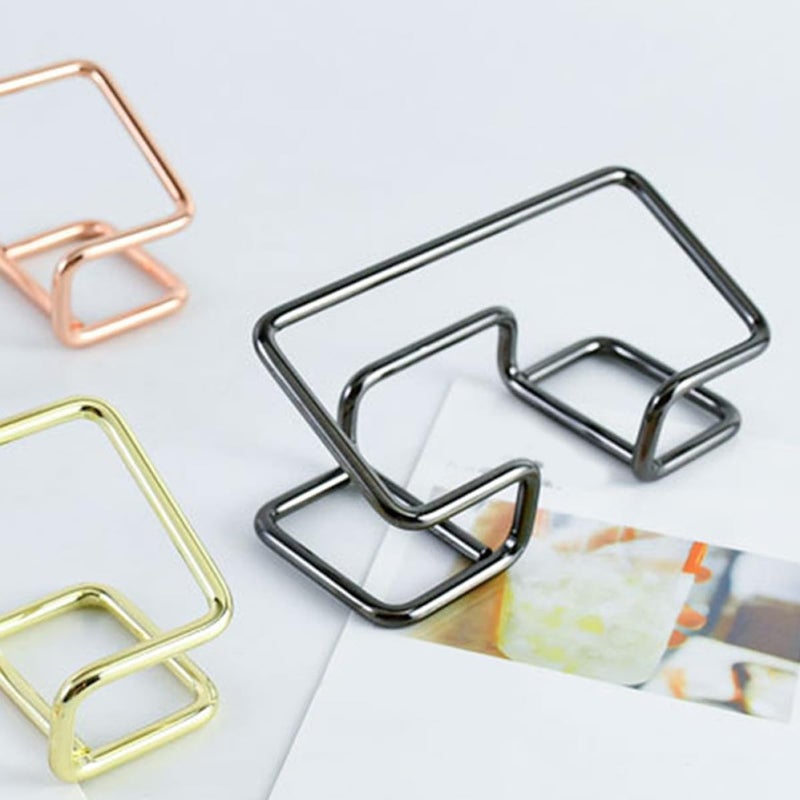 Metal Hollow Business Card Holder Stand Black Desk Organizer Office Card Display - Image 5