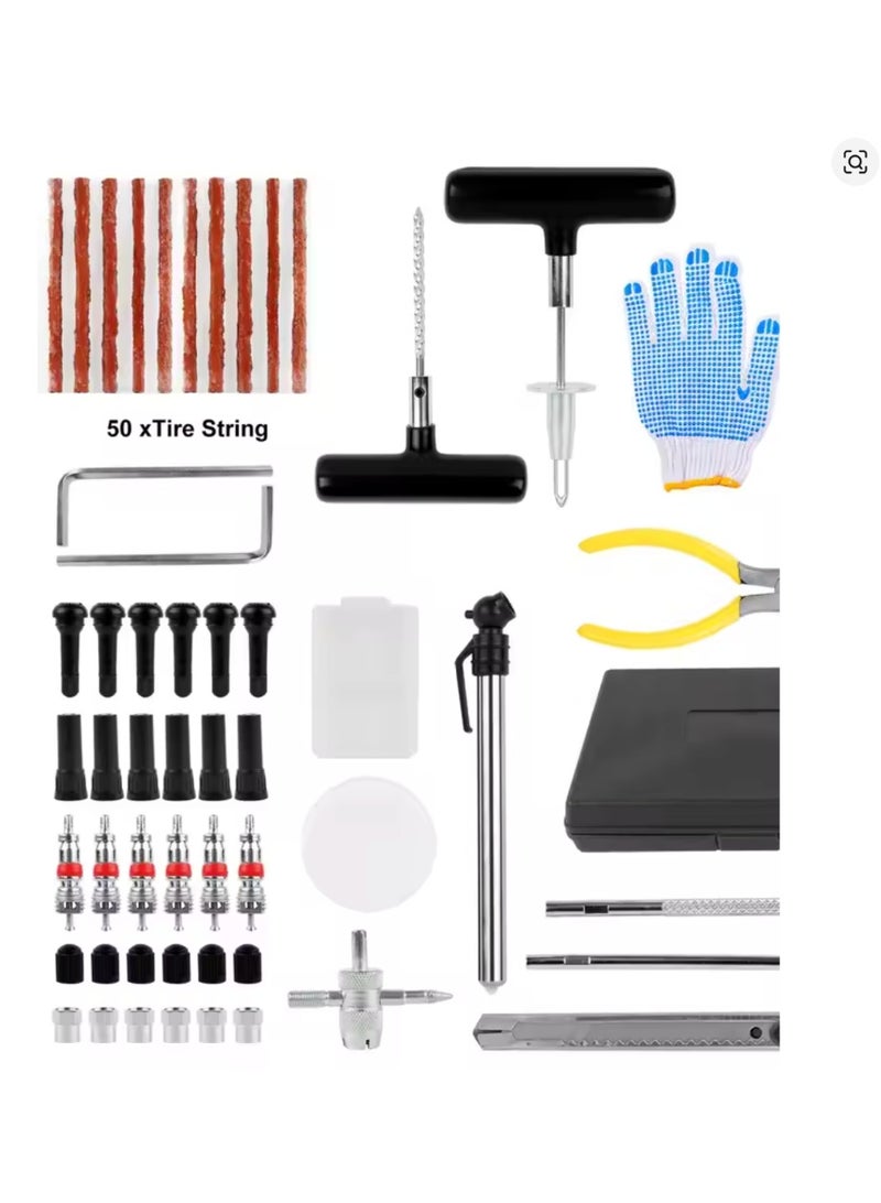 مجموعة إصلاح إطارات السيارات والدراجات النارية الاحترافية، أدوات إصلاح إطارات الطوارئ شديدة التحمل، مجموعة أدوات إصلاح ثقوب الإطارات بدون أنابيب - Image 5