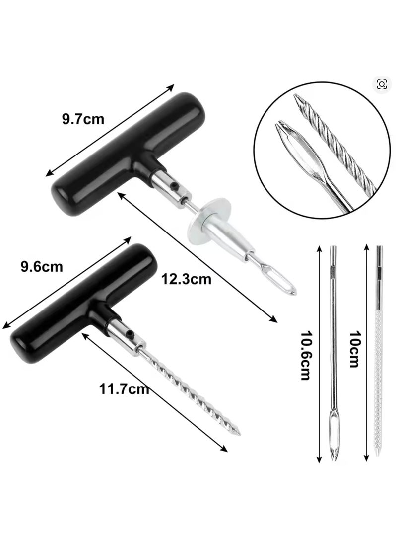 مجموعة إصلاح إطارات السيارات والدراجات النارية الاحترافية، أدوات إصلاح إطارات الطوارئ شديدة التحمل، مجموعة أدوات إصلاح ثقوب الإطارات بدون أنابيب - Image 2