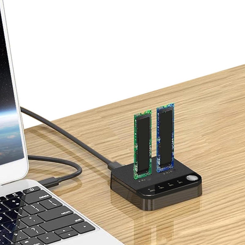 ناسخ بوميا العالمي لـ M.2 SSD ذو حجيرة مزدوجة وسرعة 20 جيجابت في الثانية | نسخ NVMe دون اتصال بالكمبيوتر، يدعم جميع أحجام M.2، يعمل بمنفذ USB-C بدون أدوات، تبريد محسن، لمحترفي تكنولوجيا المعلومات والمصورين. - Image 3