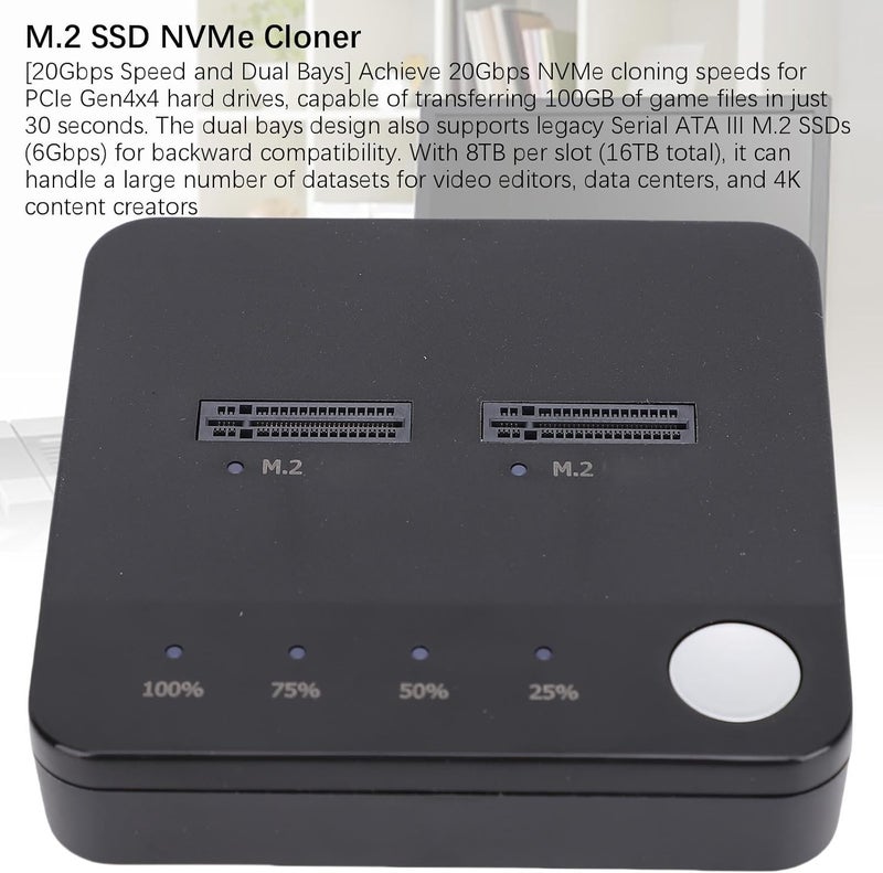 ناسخ بوميا العالمي لـ M.2 SSD ذو حجيرة مزدوجة وسرعة 20 جيجابت في الثانية | نسخ NVMe دون اتصال بالكمبيوتر، يدعم جميع أحجام M.2، يعمل بمنفذ USB-C بدون أدوات، تبريد محسن، لمحترفي تكنولوجيا المعلومات والمصورين. - Image 4
