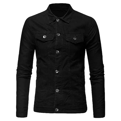 amropi Men's Casual Classic Denim Jacket Slim Fit Fashion Jean Coat Black, M - Image 5