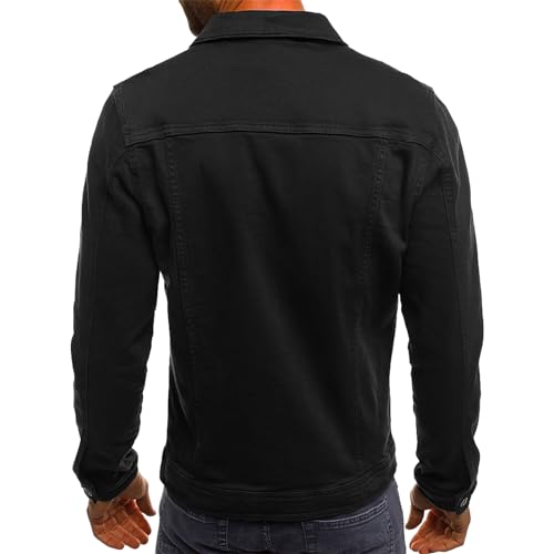 amropi Men's Casual Classic Denim Jacket Slim Fit Fashion Jean Coat Black, M - Image 4