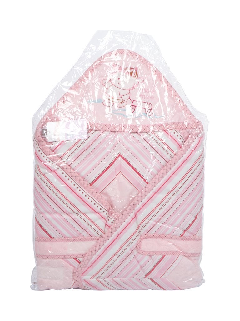 mee mee Mee Mee 100% Soft Cotton Hooded Baby Wrapper Cum Warmer, Blanket with Hood for New Born Baby 0 to 6 Months (Pink) - Image 4
