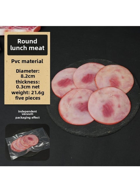 Simulation Sirloin Steak Fake Beef Model And Beef Snowflake Tomahawk Cowboy Bone Roast Piece Luncheon Meat Props Ornaments-Color:Round Lunch Meat Slices 5 Pieces A Bag