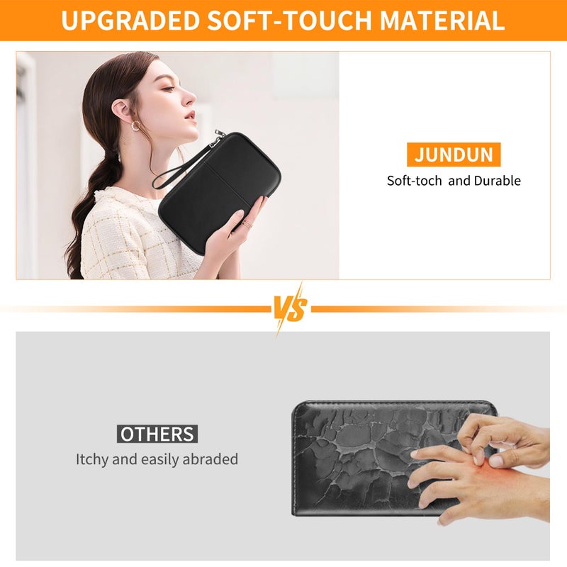 JUNDUN Family Passport Holder,Upgraded Material Fireproof Travel Passport Wallet with 2 Pockets,Travel Document Organizer Case for Passport,Card and Money - Image 3